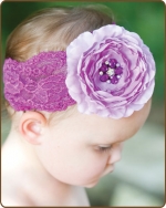 Purple Ruffled Ranny Flower Lace Headband