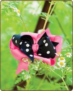 Boutique Twisted Large Bow Pink/Black Polka Dots