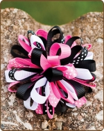 Boutique Twisted Puff - Pink/Black Dots