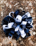 Boutique Twisted Puff - Navy/White Dots