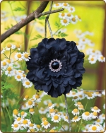 Dahlia Flower Clippie Black - 3.5 inch