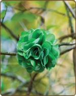Satin Mesh Flower Clippie - Green