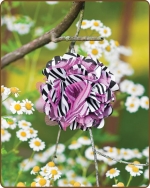 Satin Mesh Flower Clippie - Hot Pink/Zebra