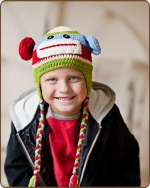 Multi-Color Boy Sock Monkey Hat