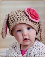 Khaki Bunny Pink Flower Hat