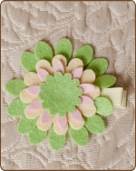 Felt Clippie - Green/Yellow/Pink Flower