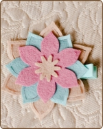 Felt Clippie - Khaki/Blue/Pink Flower
