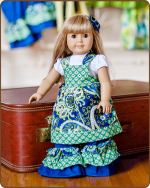 Doll Tie Back Dress - Blue/Green