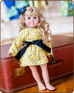 Doll Peasant Sleeve Dress - Yellow/Black