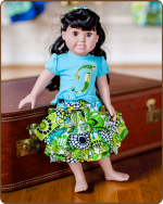 Doll Ruffled Skirt and/or Embroidered Shirt - Green/Blue