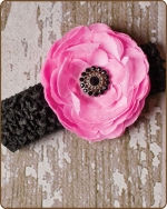 Hot Pink/Black Crochet Headbands 2.5 inch