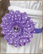 Polka Dot Purple Flower Fold Over Elastic Headband