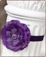 Dark Purple Flower Fold Over Elastic Headband