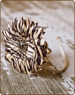 Brown Zebra/Beige Flower Satin Lined Metal Headband