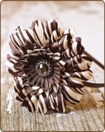 Brown Zebra/Chocolate Flower Satin Lined Metal Headband