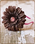 Chocolate Flower Pink Satin Lined Metal Headband