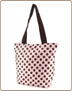 Polka Dots Print Tote Bag Pink/Brown