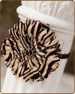 Chocolate Zebra Flower Glitter Elastic Headband