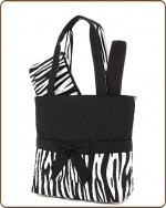 Quilted Zebra  Print 3Pc Diaper Bag Black/White