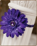 Medium Purple Flower Glitter Elastic Headband