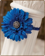 Royal Blue Flower Glitter Elastic Headband