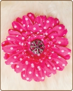 Daisy Flower Clippie Hot Pink Polka Dots