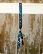 Ribbon Toggle Headband Navy/Pink Polka Dots