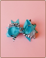 Boutique Twisted Bow Turquoise Zebra