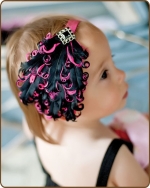 Black/Hot Pink Feather Headband