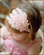Cream/Lt Pink Feather Headband