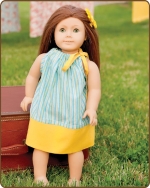 18 inch Doll Pillowcase Dress -  - Blue/Yellow Stripes