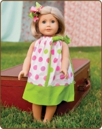 18 inch Doll Pillowcase Dress - Pink/Green Polka Dots