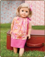 18 inch Doll Pillowcase Dress - Pink/Orange Pattern